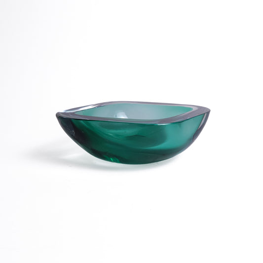 Emerald Green & Smoke Glass Sommerso / Murano Bowl
