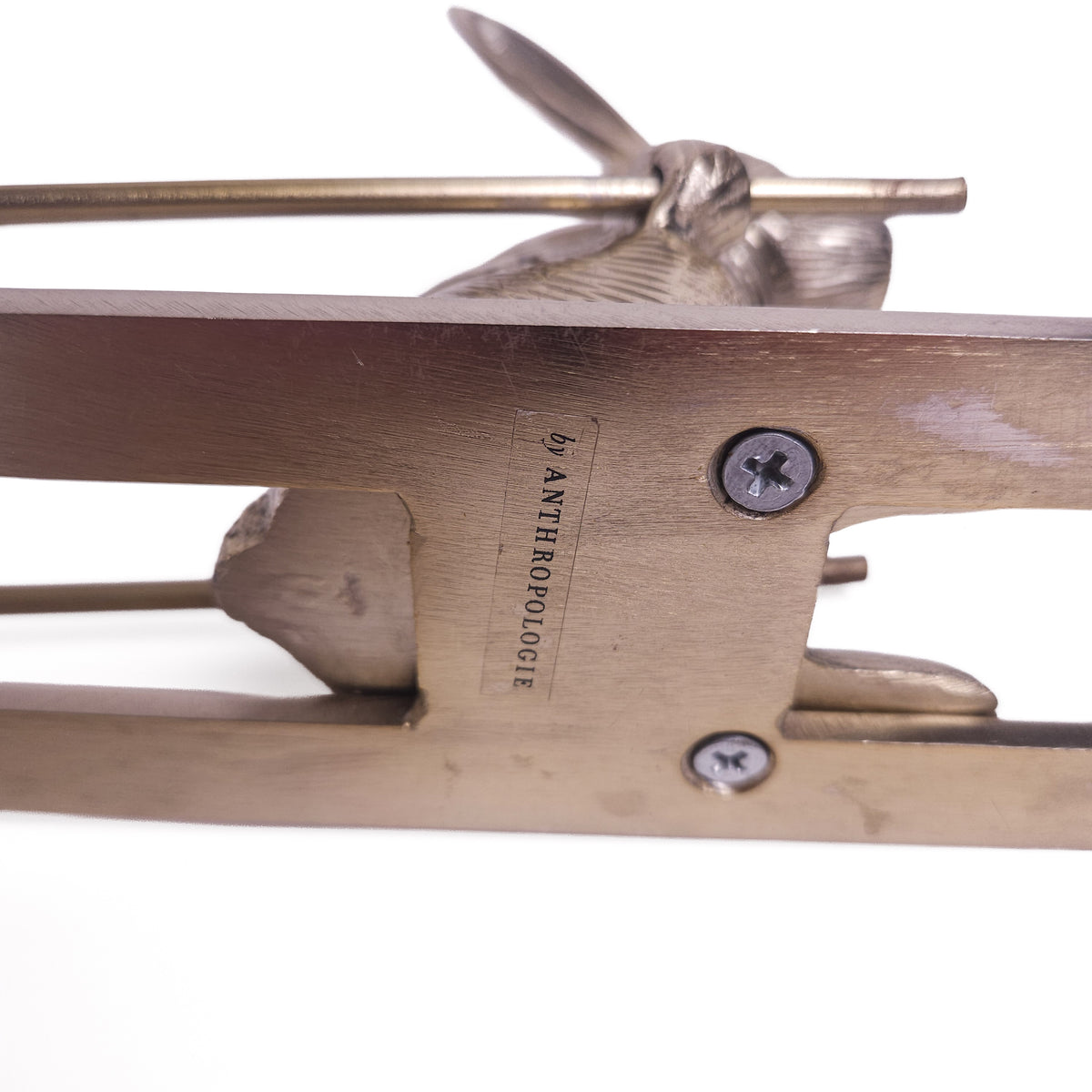 Anthropologie Cast Metal Skiing Bunny Bottle Holder