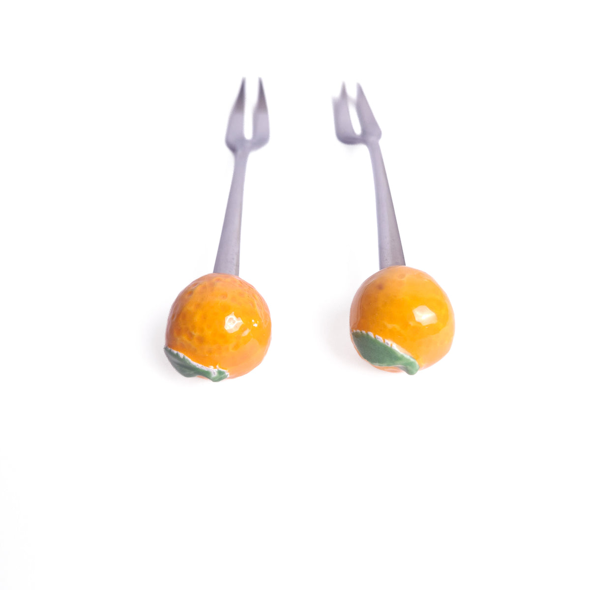 Pair of Ceramic Fruit Cocktail Forks