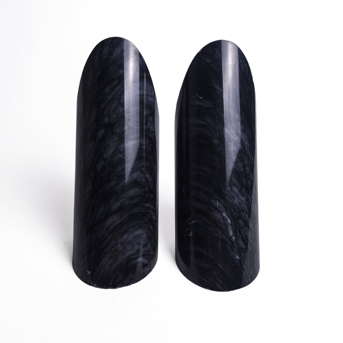 Black Marble Slant Cylinder Bookends – Pair