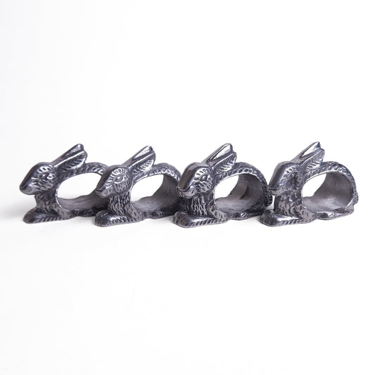 Set of 4 Cast Bunny Napkin Rings