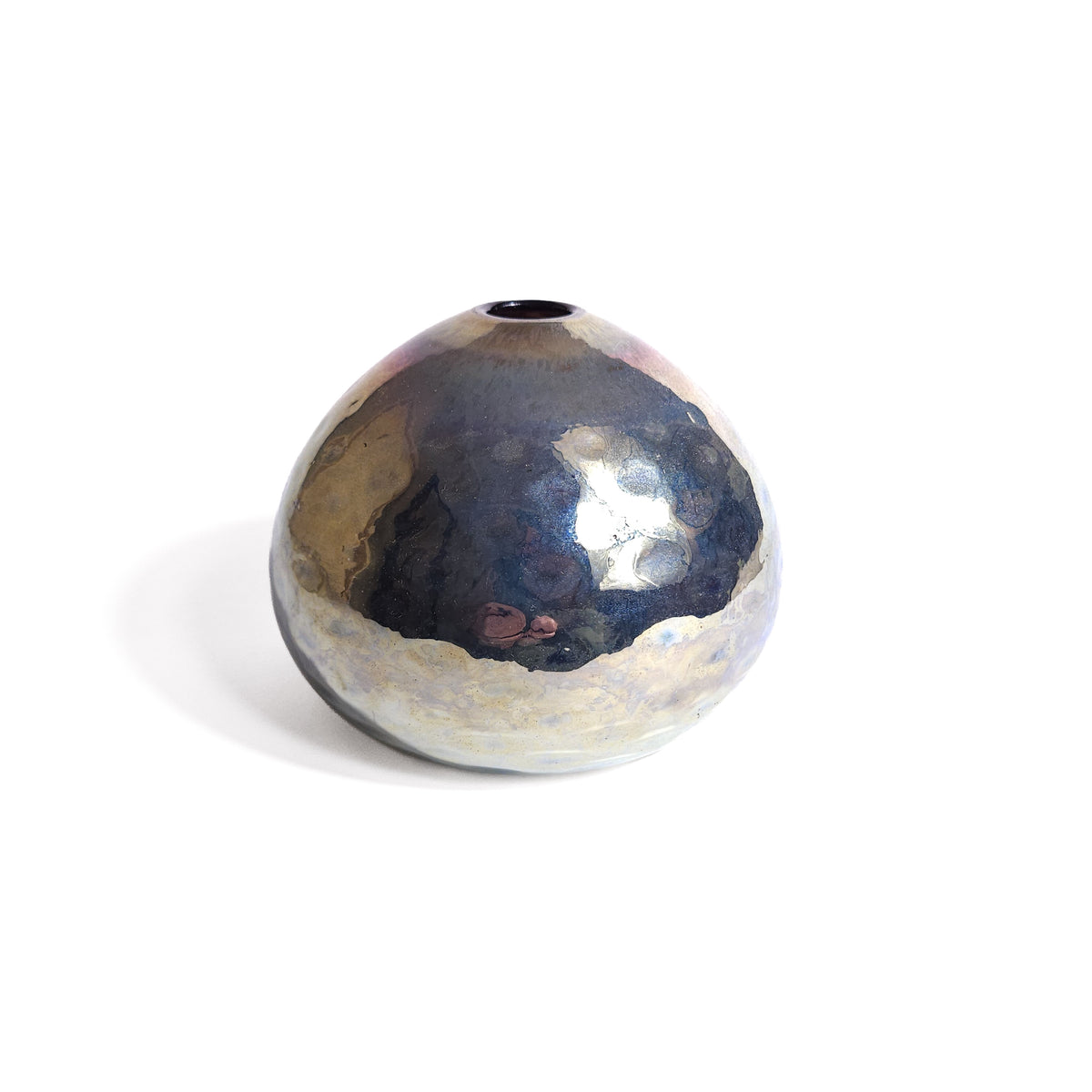 Ciovere Iridescent Luster Glass Spherical Orb Bud Vase