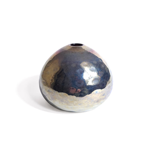 Ciovere Iridescent Luster Glass Spherical Orb Bud Vase