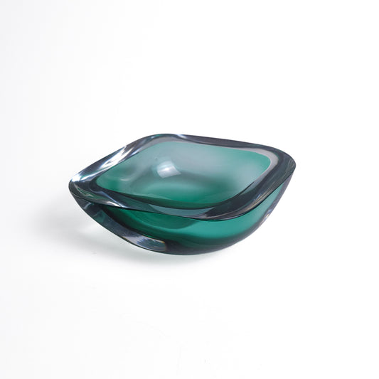 Emerald Green & Smoke Glass Sommerso / Murano Bowl