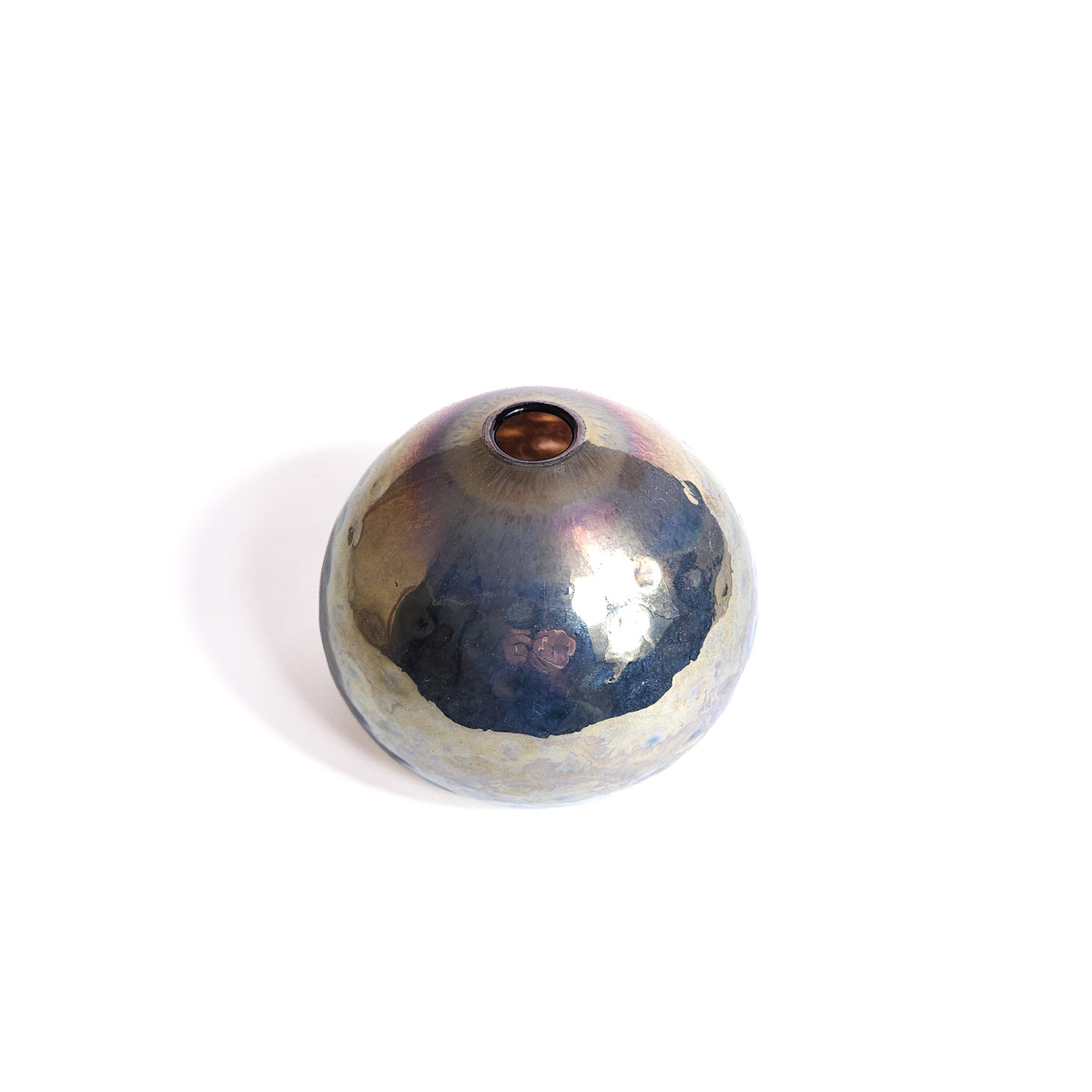 Ciovere Iridescent Luster Glass Spherical Orb Bud Vase