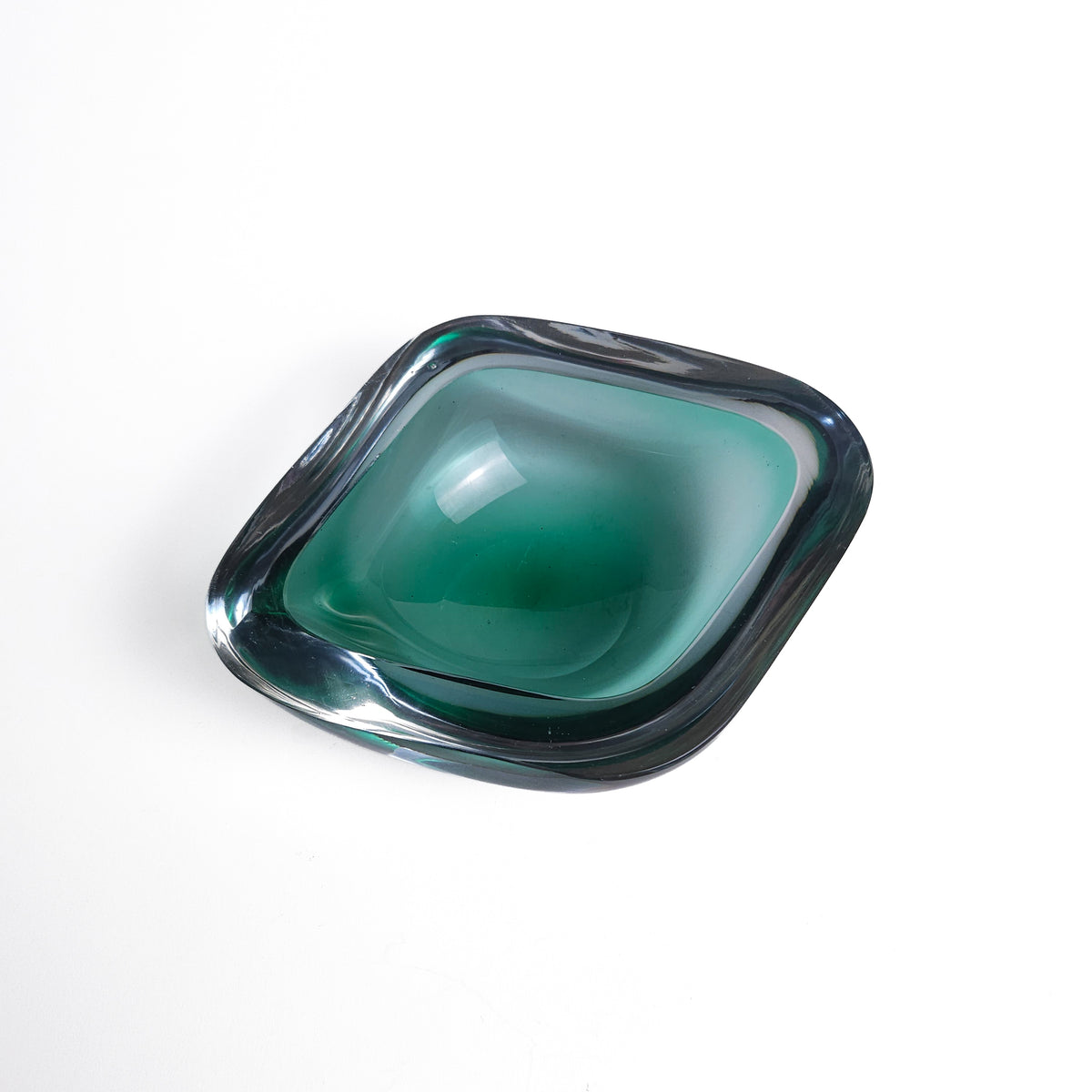 Emerald Green & Smoke Glass Sommerso / Murano Bowl