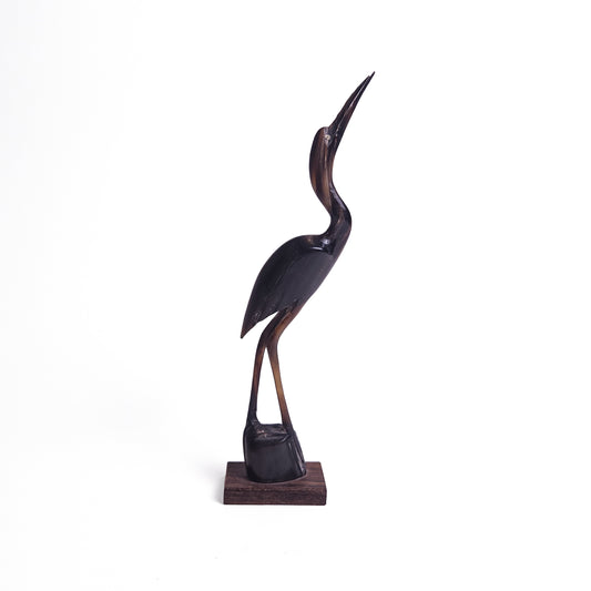 Hand-Carved Natural Horn Heron / Egret Sculpture
