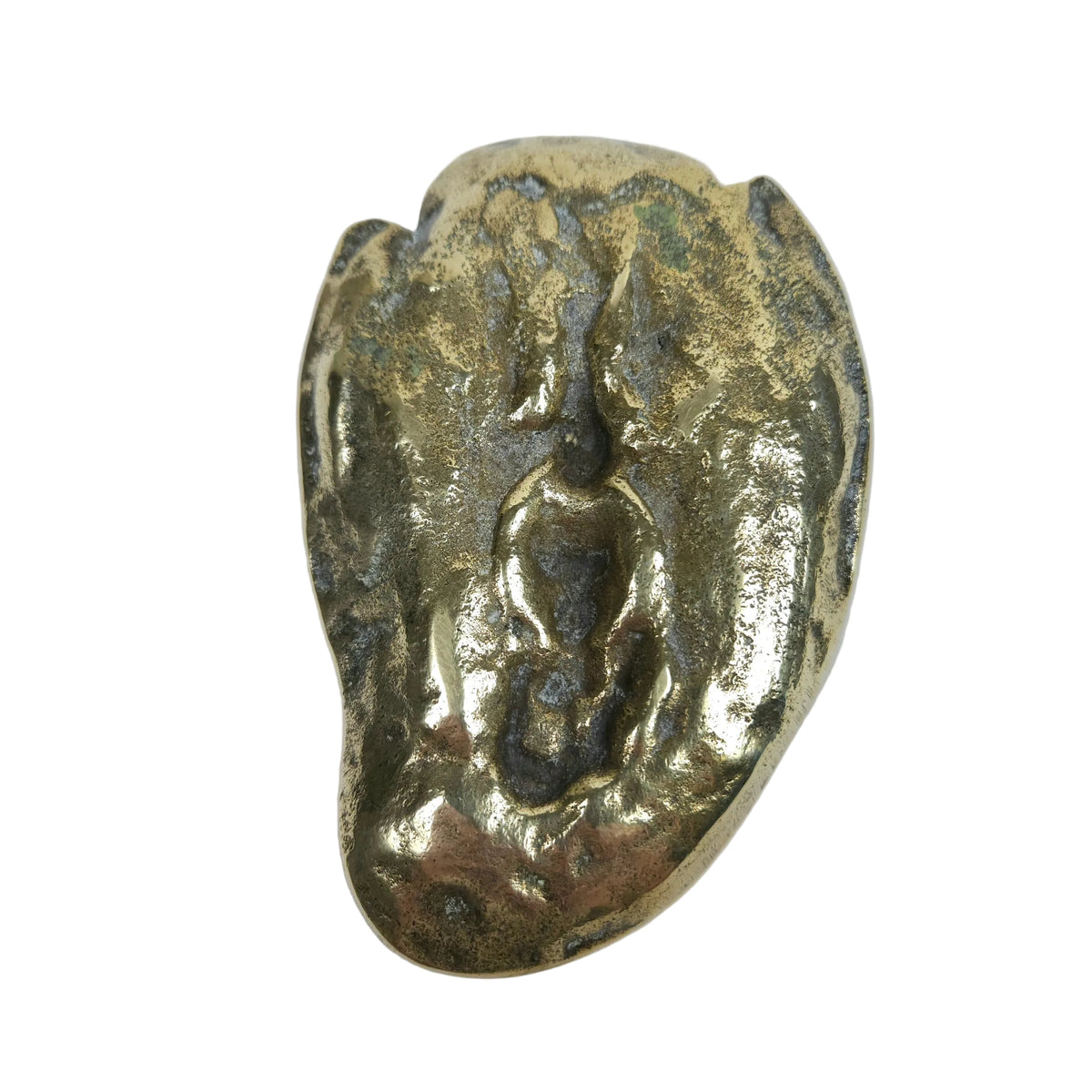 Antique Art Nouveau Cast Brass Pixie Mask Dish