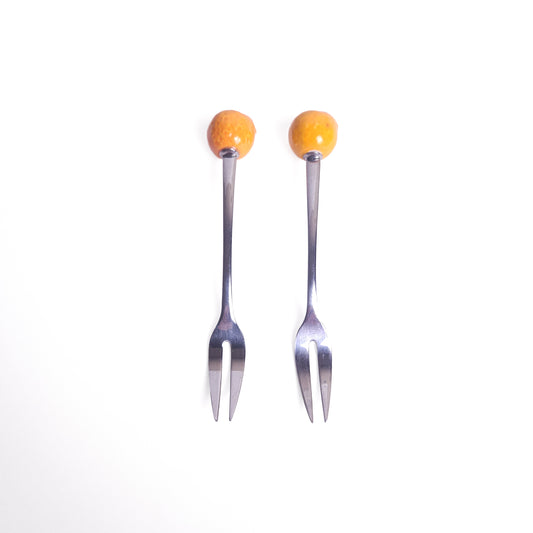 Pair of Ceramic Fruit Cocktail Forks