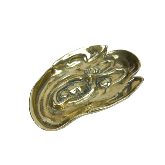 Antique Art Nouveau Cast Brass Pixie Mask Dish
