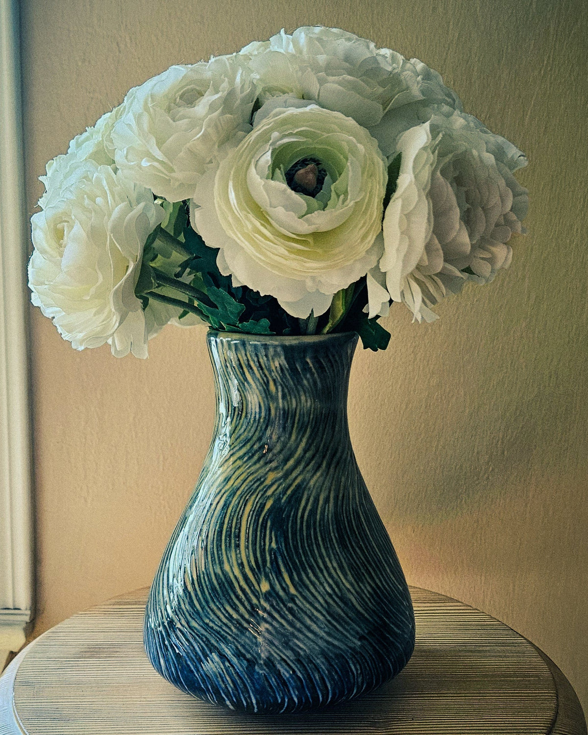 Pierre Deux Textured Swirl Ceramic Vase