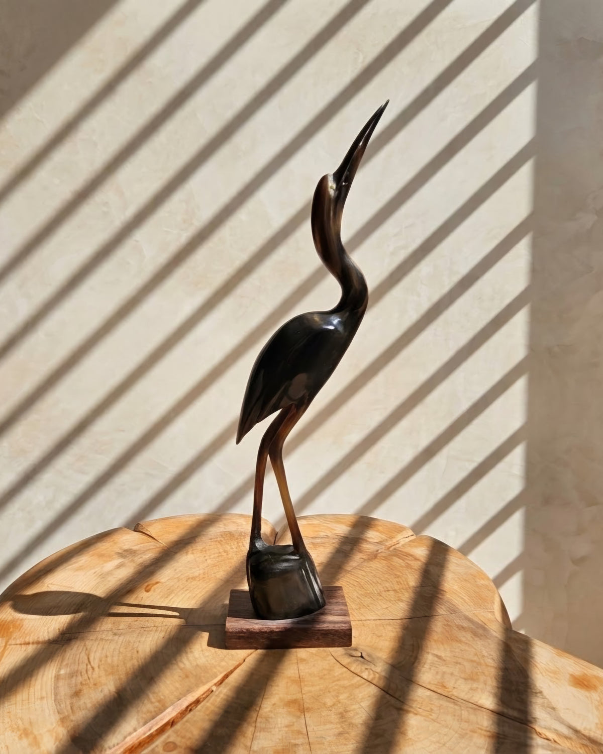 Hand-Carved Natural Horn Heron / Egret Sculpture