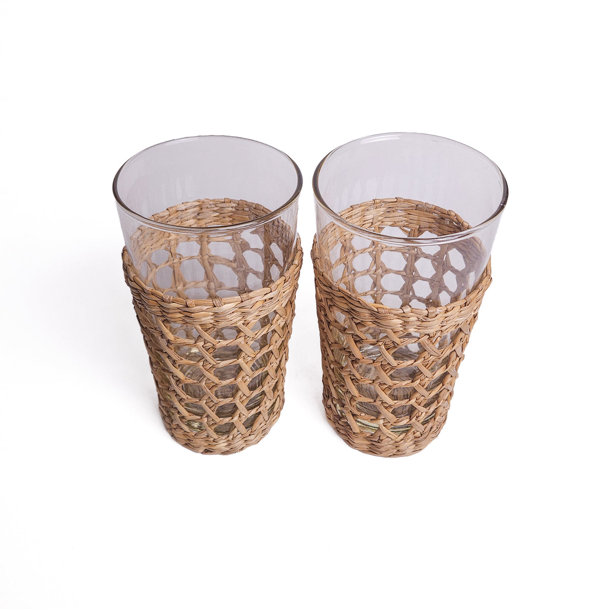 Hand-Woven Seagrass Wrapped Highball Glasses