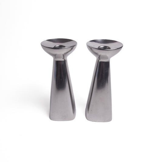 Pair of Brødrene Mylius Pewter Candlestick Holders